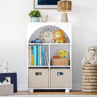 Kids Curve Appeal 23 In. 4 Cubby Bookcase With 2Pc Bins by RiverRidge Home