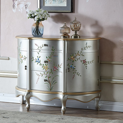 Hand-Painted European Accent Cabinet Sideboard by Ruthber Solutions
