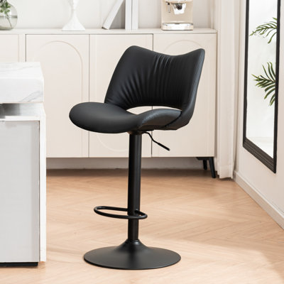 Swivel Adjustable Height Bar Stool Modern Counter Stool Faux Leather Barstools With Metal Frame