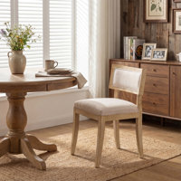 Single Modern Upholstered Linen Beige Dining Chair with 5.12" Thick Seat Cushion, Fully Assembled by One Allium Way