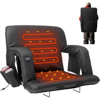 Tashif 21IN Oversized Single Heated Stadium Seat Bleacher Seat With Back & Arm Support, Heated Bleacher Seats For Sports Events, Hiking