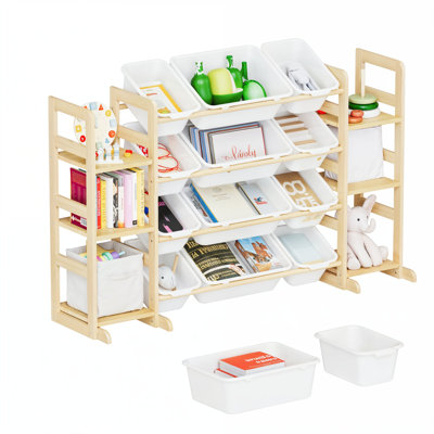 Storage Organizer with 6 Shelves & 12 Bins – Multifunctional Shelf and Box Set for Living Room, Bedroom & Home Décor (52.3" W) by Tooloton