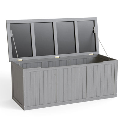 112 Gallon Outdoor Wooden Deck Box Solid Wood Storage Box Seat & Table Top For Patio Furniture Cushions by Sybertruck