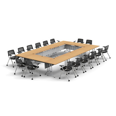 16 Person Training Meeting Seminar Tables with Modesty Panels and 16 Chairs Complete Set by TeamWORK Tables