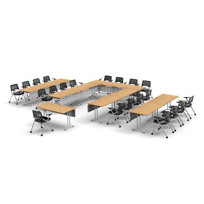Jeidan 21 Person Training Meeting Seminar Tables with Modesty Panels and 21 Chairs Complete Set by Inbox Zero