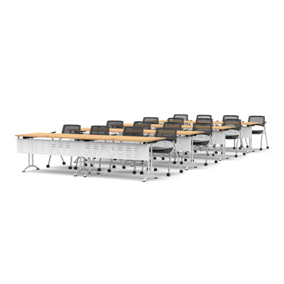 16 Person Training Meeting Seminar Tables with Modesty Panels and 16 Chairs Complete Set by TeamWORK Tables