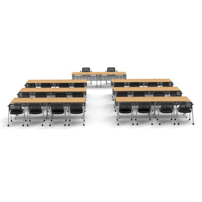 26 Person Training Meeting Seminar Tables with Modesty Panels and 26 Chairs Complete Set by TeamWORK Tables