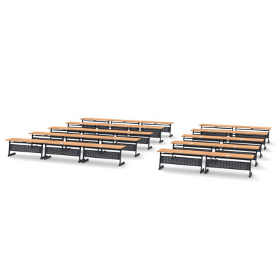 Training Table Folding Industrial Caster Z-base with Modesty Panel, Shelf, Power USB Outlet by TeamWORK Tables