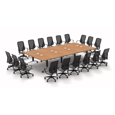 18 Person Fold Up Training Table and Chair Set with Casters by Team Tables