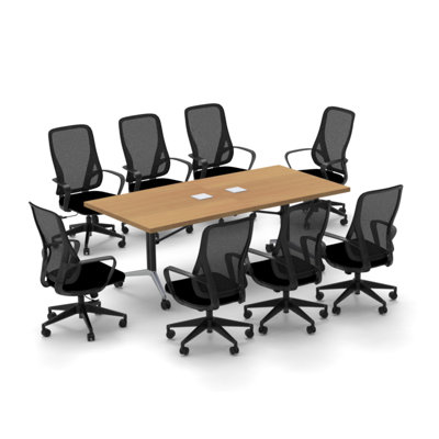 8 Person Fold Up Training Table and Chair Set with Casters by Team Tables