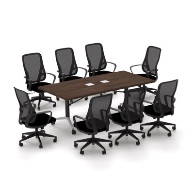 8 Person Fold Up Training Table and Chair Set with Casters by Team Tables
