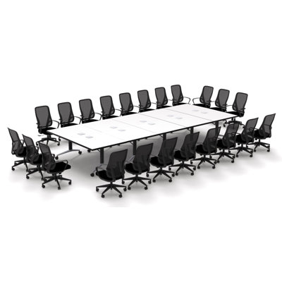 22-Person Conference Tables Meeting Seminar Extra Large Fold Up Model 2818 27Pc Color White X-Thick Tops, Luxury Chrome Base & Casters, Ready To Use. by Team Tables