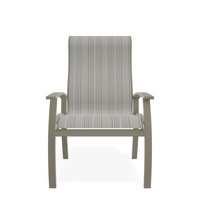 Belle Isle Sling Aluminum Frame Dining Height Supreme Arm Chair with Marine Grade Polymer Arm Accent by Telescope Casual