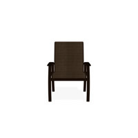 Belle Isle Sling Aluminum Frame Dining Height Arm Chair with Marine Grade Polymer Arm Accent by Telescope Casual