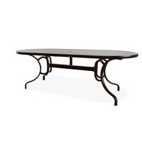 42" x 84" Oval Hammered Marine Grade Polymer Outdoor Dining Table with Umbrella Hole by Telescope Casual