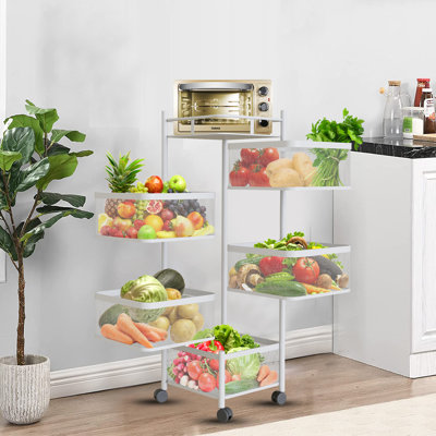 360 Degree Rotating Storage Rack Kitchen Cart with 5 Swing Out Shelves Kitchen Cart by Three Star Im/Ex Inc.