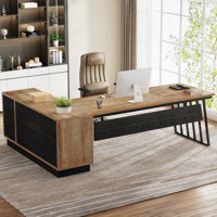 71" L-shaped Executive Desk With Drawers And Storage Shelves by TribeSigns