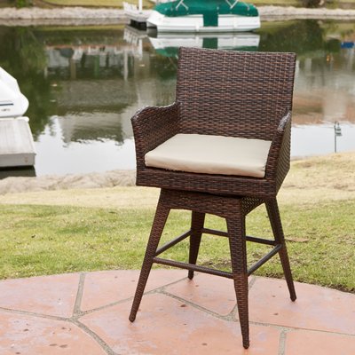 Kost 27" Patio Bar Stool with Cushion by Ebern Designs