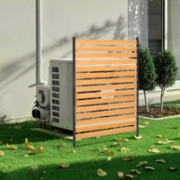 Wood Privacy Fence 1 Panel Slatted Air Conditioner Fence 39" W by Stellweilan Tessberg