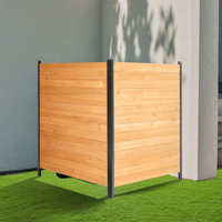 Wooden Privacy Fence 2 Panels Solid Air Conditioner Fence 38" W by Stellweilan Tessberg