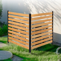Wood Privacy Fence 2 Panels Slatted Air Conditioner Fence 38" W by Stellweilan Tessberg