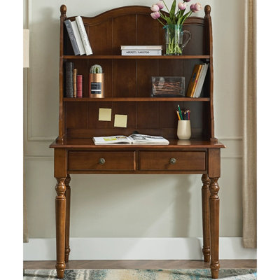 American-Style Solid Wood Desk and Bookshelf Combination with Drawers by Stella Trek