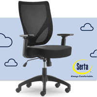 Serta Production Ergonomic Mid-Back Mesh Office Chair, Adjustable Armrests, Swivel Nylon Base by Serta