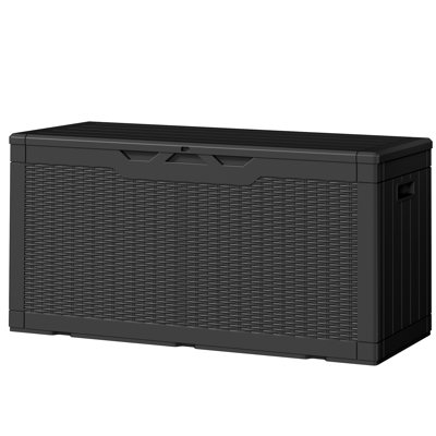 100 Gallons Water Resistant Resin Lockable Deck Box by Patiowell
