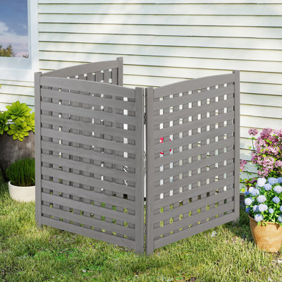 3-panel Outdoor Air Conditioner Fence Screen, Outside Wood Privacy Fence, 32" W X 38" H by SoliWood