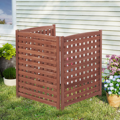3-panel Outdoor Air Conditioner Fence Screen, Outside Wood Privacy Fence, 32" W X 38" H by SoliWood