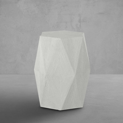 Albany Cast Stone Hexagon Pedestal Side Table 16 in. W x 20. 25 in. H by Summer Classics