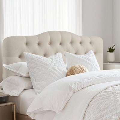 Linen Upholstered Headboard-Modern-Adjustable Height-Button Tufting by SUMIJ