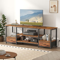 TV Stand with Fabric Drawers, Entertainment Center TV Stand for 55-65/55-75 inch, TV Console Table with Open Storage Shelves, Media Console Charging S