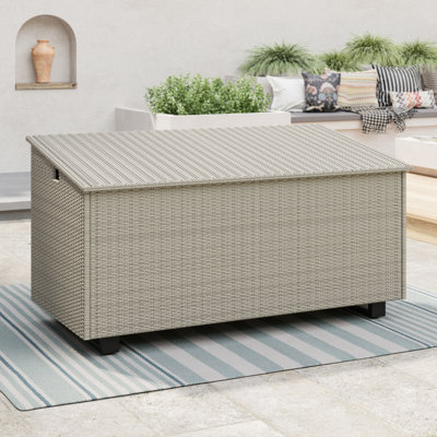 Kristiana 204 Gallon Water Resistant Wicker / Rattan Outdoor Deck Box with Metal Sled Base by Etta Avenue