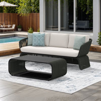 3 - Person Aluminum & Wicker Outdoor Sofa Seating Group With Sunbrella Cushions & Pillows by Joss & Main