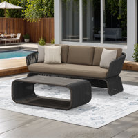 3 - Person Aluminum & Wicker Outdoor Sofa Seating Group With Sunbrella Cushions & Pillows by Joss & Main
