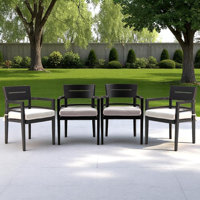 High-End Luxury Aluminum Outdoor Patio Dining Chairs With Sunbrella Seat Cushion by Red Barrel Studio