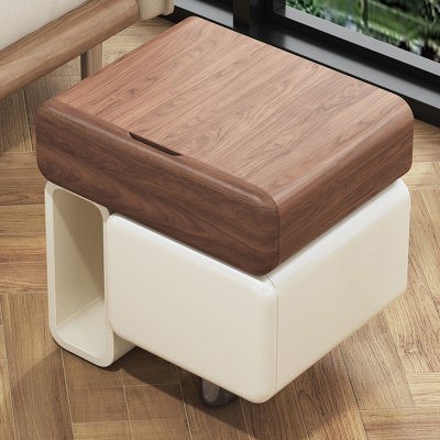Hadeel Modern Wood Nightstand With Walnut Veneer And Stainless Steel Leg by Brayden Studio