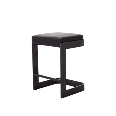 Regan Bar Stool w/Black Leather-Graphite by Studio A Home