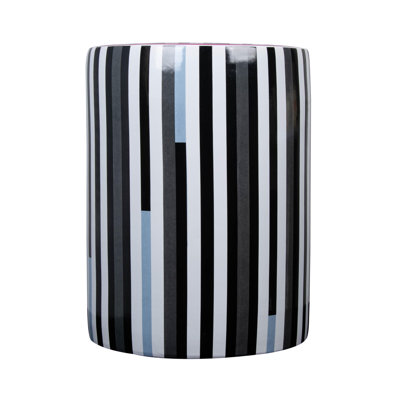 Clyve Ceramic Stool In Modern Stripes Print by Wade Logan