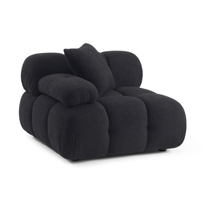 Chesnie Black Vegan Shearling Modular Corner Chair by Wade Logan