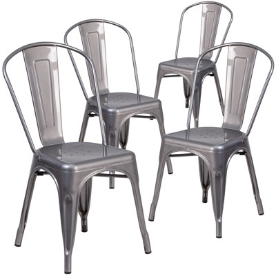 Guglielmo Clear Coated Metal Indoor Stackable Chair by 17 Stories