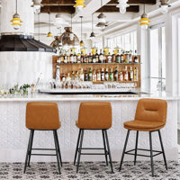 Pelayo Upholstered Leather Bar & Counter Stool by Trent Austin Design