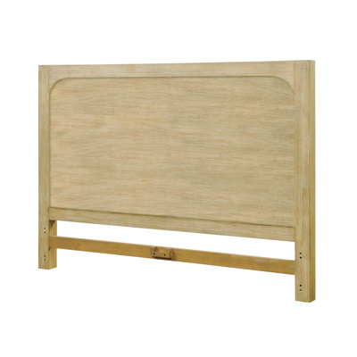 Luxurious Modern King Upholstered Headboard with Solid Malaysian Oak Frame, Weathered Natural Finish, Cream Fabric Upholstery, Sleek Low-Profile Desig by Finn & Louise