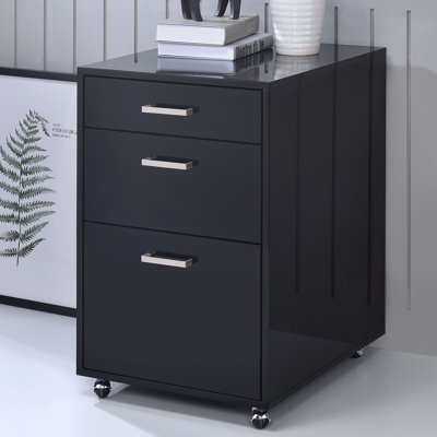 Beonka Handela 3-Drawer File Cabinet With Casters, High Gloss by Wade Logan