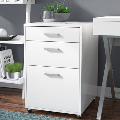 Beonka Handela 3-Drawer File Cabinet With Casters, High Gloss by Wade Logan