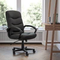 Mid-Back LeatherSoft Office Chair with Three Line Horizontal Stitch Back by Flash Furniture