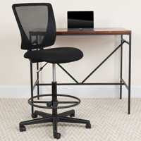 Sinda Mid-Back Mesh Drafting Chair with Fabric Seat and Adjustable Foot Ring by Flash Furniture