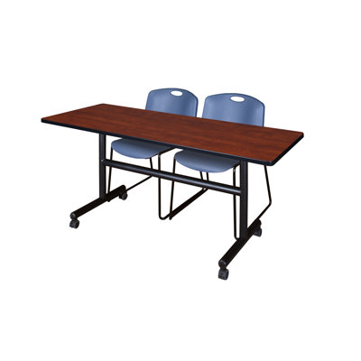 Nicklos Flip-Top Training Nesting Table, 2 Zeng Stack Chairs by Inbox Zero