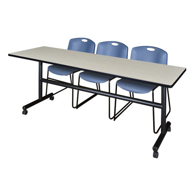 Nicklos Flip-Top Training Nesting Table, 2 Zeng Stack Chairs by Inbox Zero